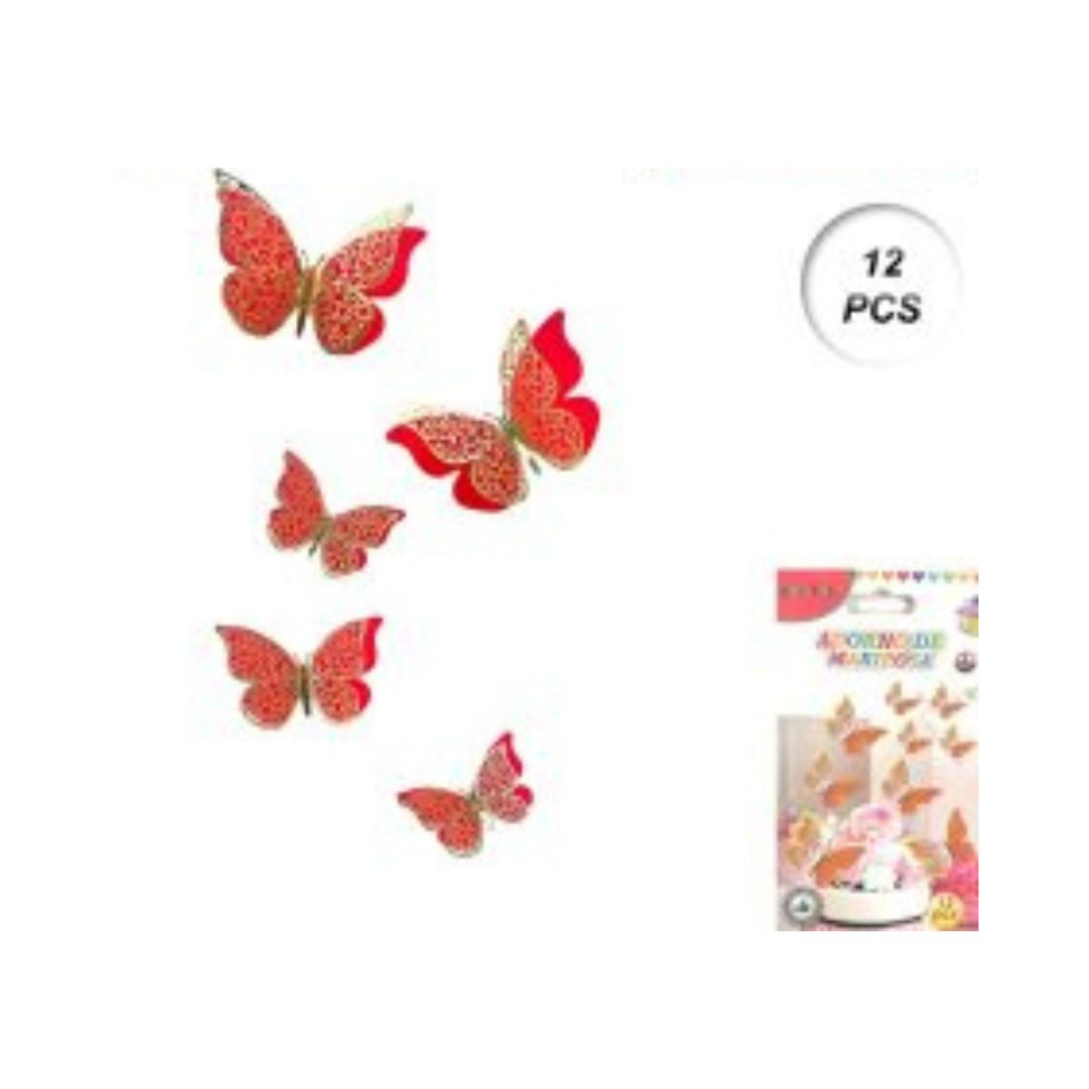 GENERICO - TOPPER PARA PASTEL DE CUMPLEAÑOS MARIPOSA 12 PCS