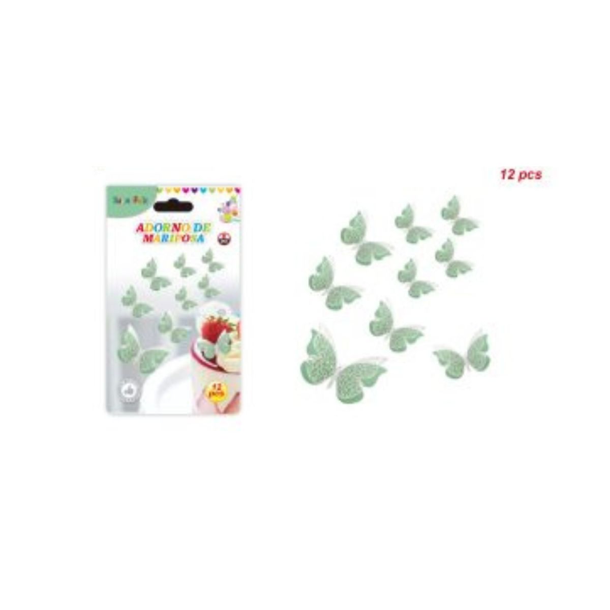 GENERICO - TOPPER PARA PASTEL DE CUMPLEAÑOS MARIPOSA 12 PCS