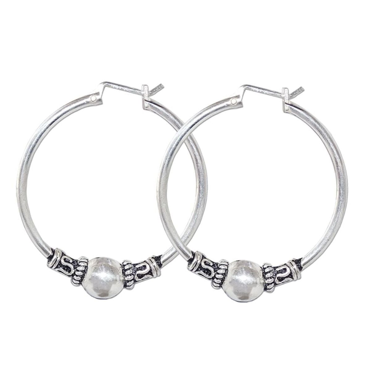 MABELITA - Aros Argollas de Plata Bali 35 mm