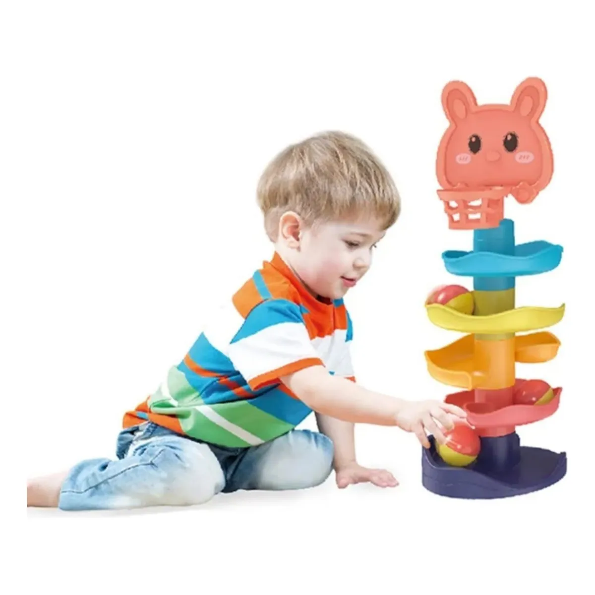 GENERICO - Juego Didáctico Bebe Torre Tobogán Mono Lanza Pelotas Gato