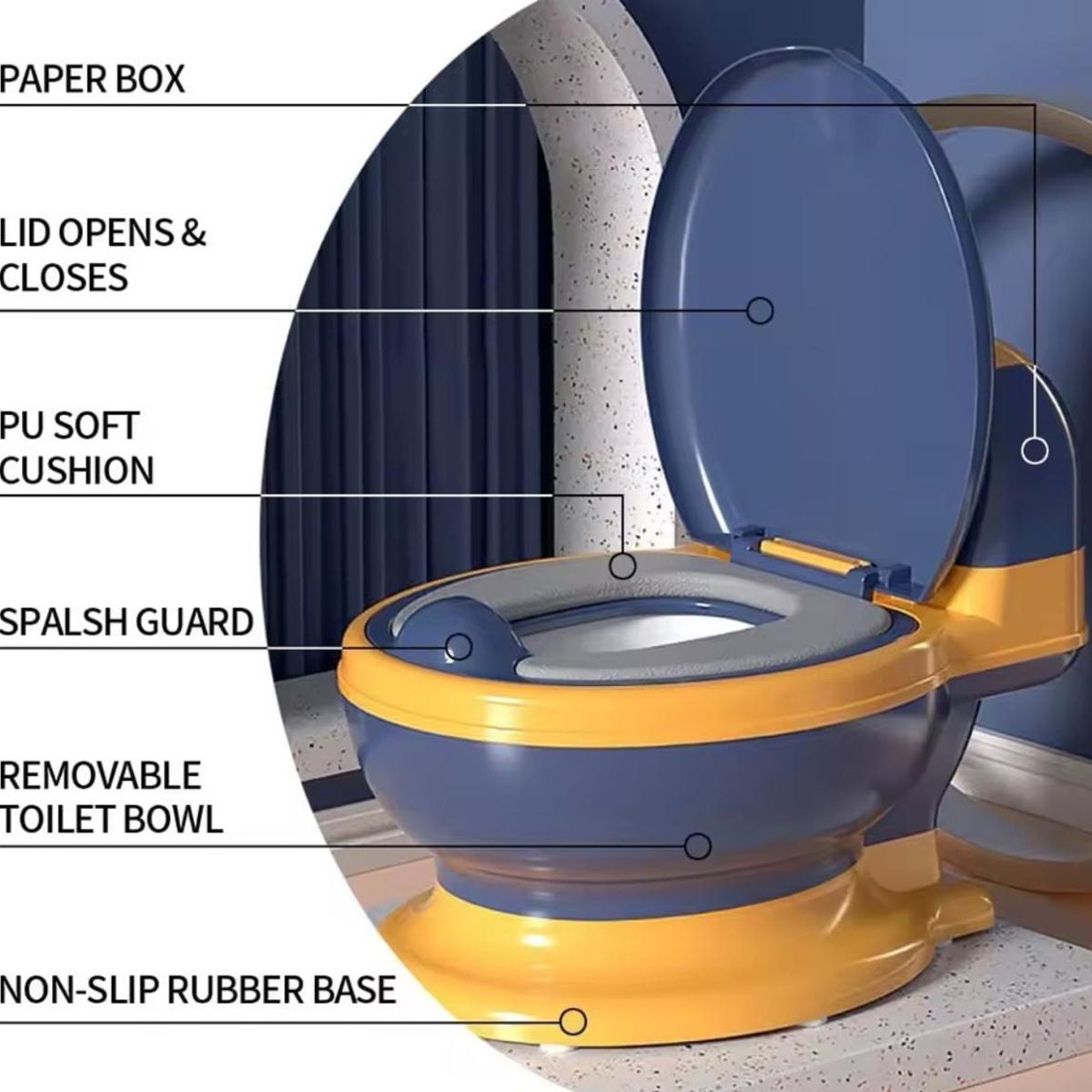 GENERICO - Pelela Baño Infantil Para Niños Portátil Entrenamiento Azul