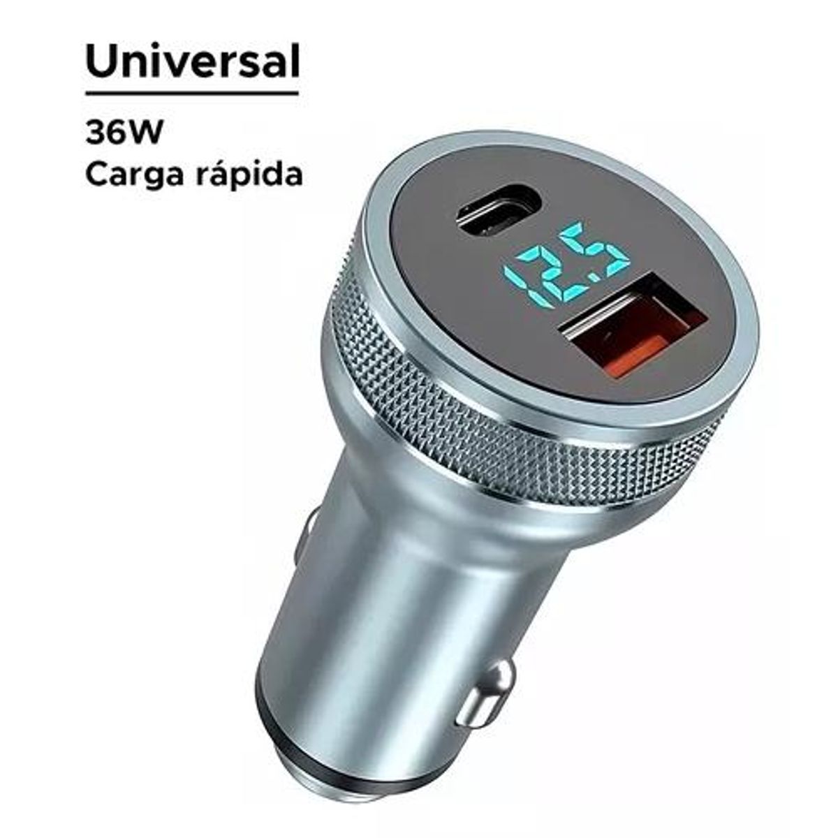 GENERICO - Cargador auto USB-C carga rápida 36W gris