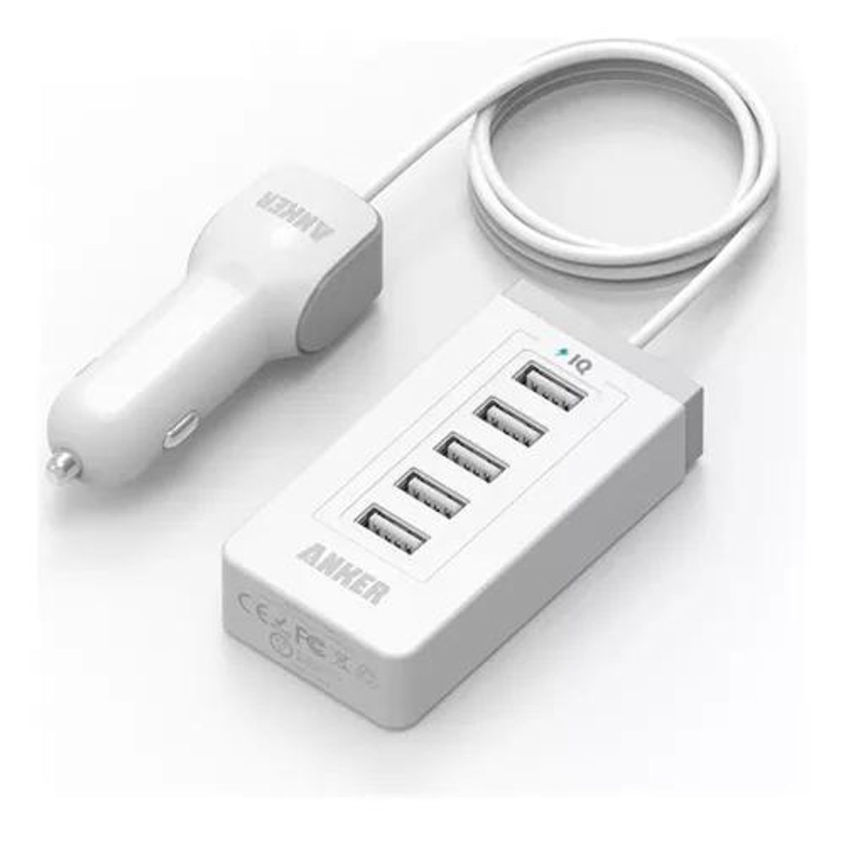 GENERICO - Cargador auto múltiple 5 USB 50W Anker blanco