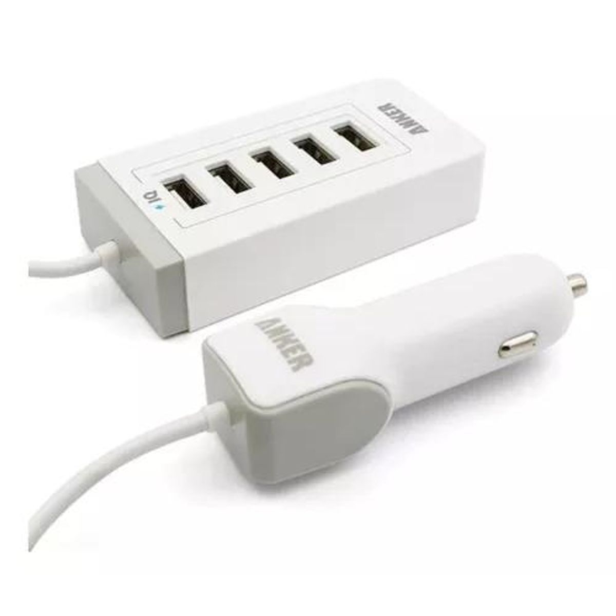 GENERICO - Cargador auto múltiple 5 USB 50W Anker blanco