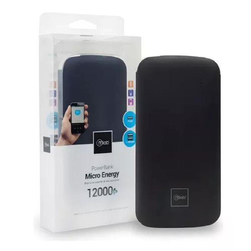 GENERICO - Cargador portátil power bank Microlab 12000 mAh color negro