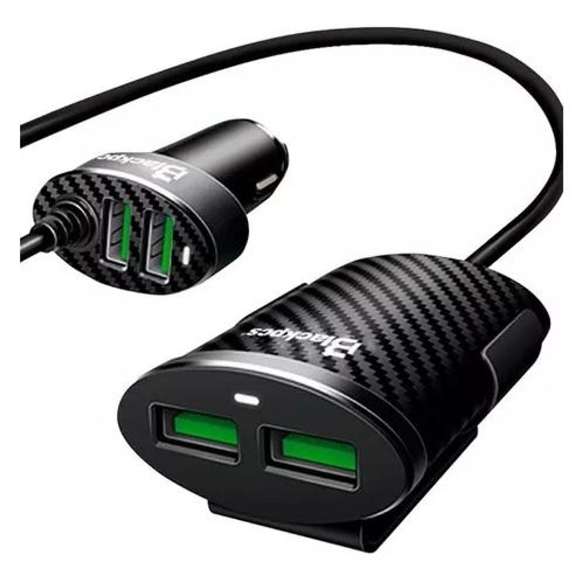 GENERICO - Cargador de auto Blackpcs 4 puertos USB con extensión 1 metro
