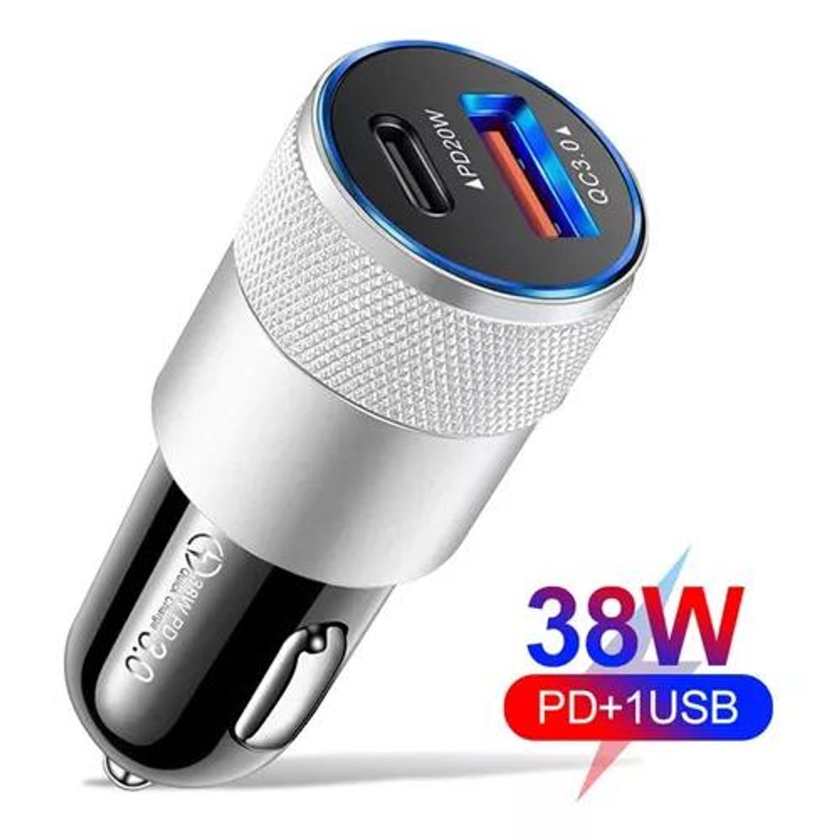 GENERICO - Cargador universal auto camión USB-C carga rápida 30 PD 38W plateado