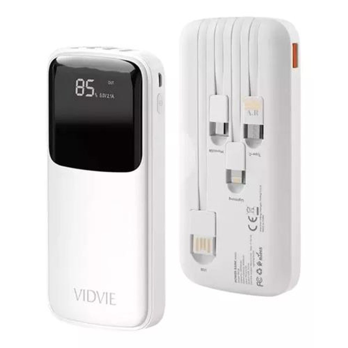 GENERICO - Cargador batería portátil digital 10000 mAh USB-C color blanco