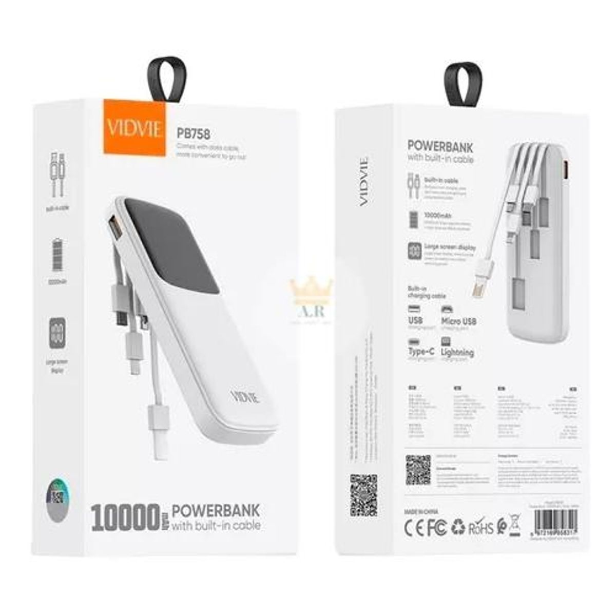 GENERICO - Cargador batería portátil digital 10000 mAh USB-C color blanco