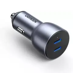GENERICO - Cargador auto USB-C con 2 puertos PD30 carga rápida 40W gris