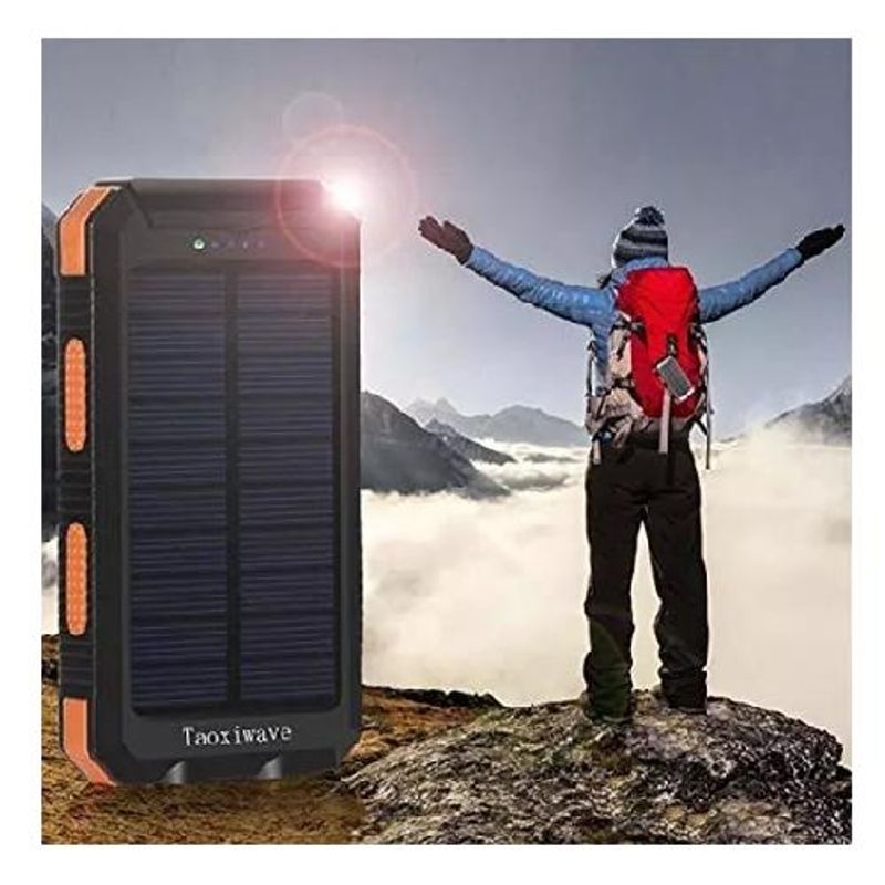 GENERICO - Solar power bank 20000 mAh cargador solar impermeable color negro
