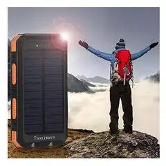 GENERICO - Solar power bank 20000 mAh cargador solar impermeable color negro