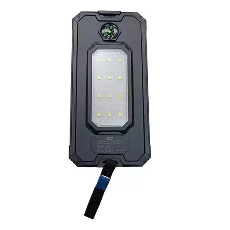 GENERICO - Cargador portátil solar con linterna y brújula 20000 mAh negro