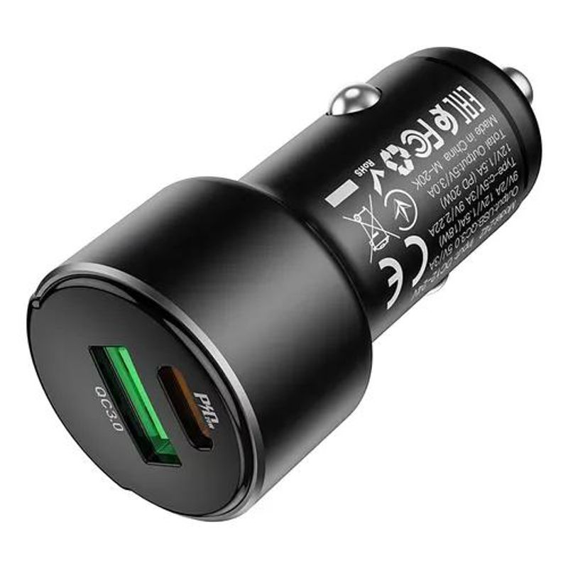GENERICO - Cargador de auto carga rápida 20W Hoco Z42 negro