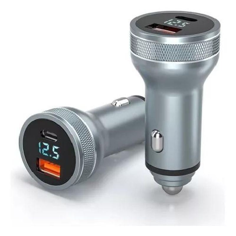 GENERICO - Cargador auto Essager carga rápida 36W tipo USB y tipo C gris