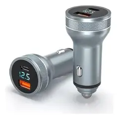 GENERICO - Cargador auto Essager carga rápida 36W tipo USB y tipo C gris
