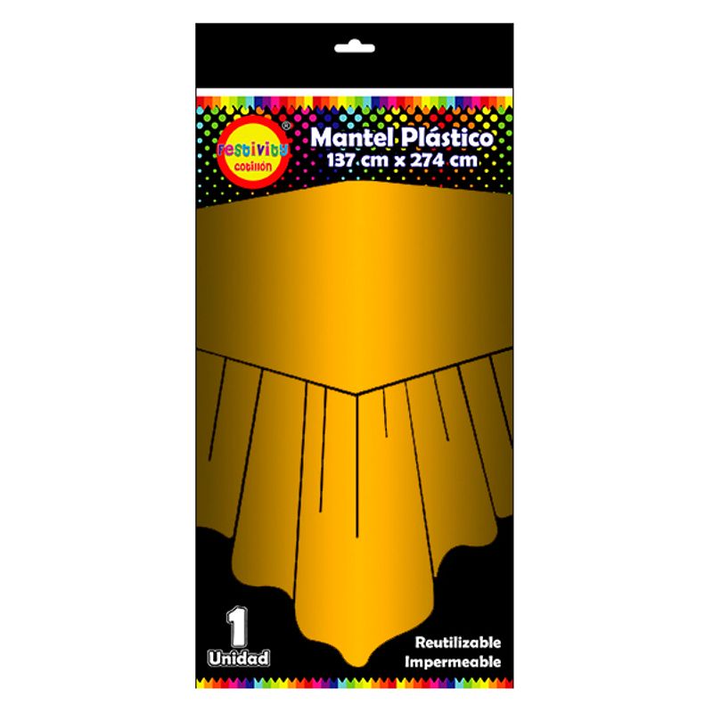 GENERICO - MANTEL REUTILIZABLE 137X274 CM DORADO X1 UNI
