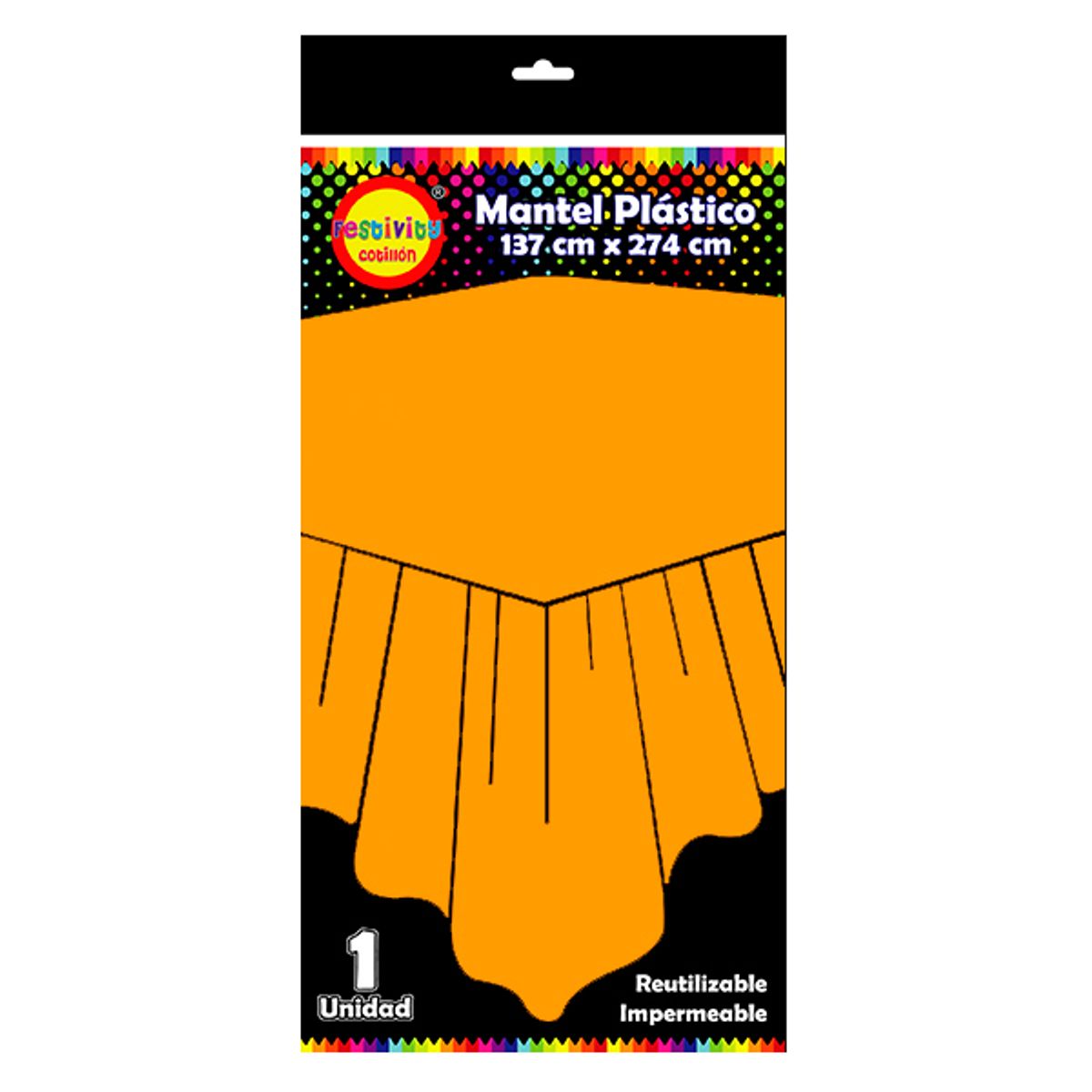 GENERICO - MANTEL REUTILIZABLE 137X274 CM NARANJO X1 UNI