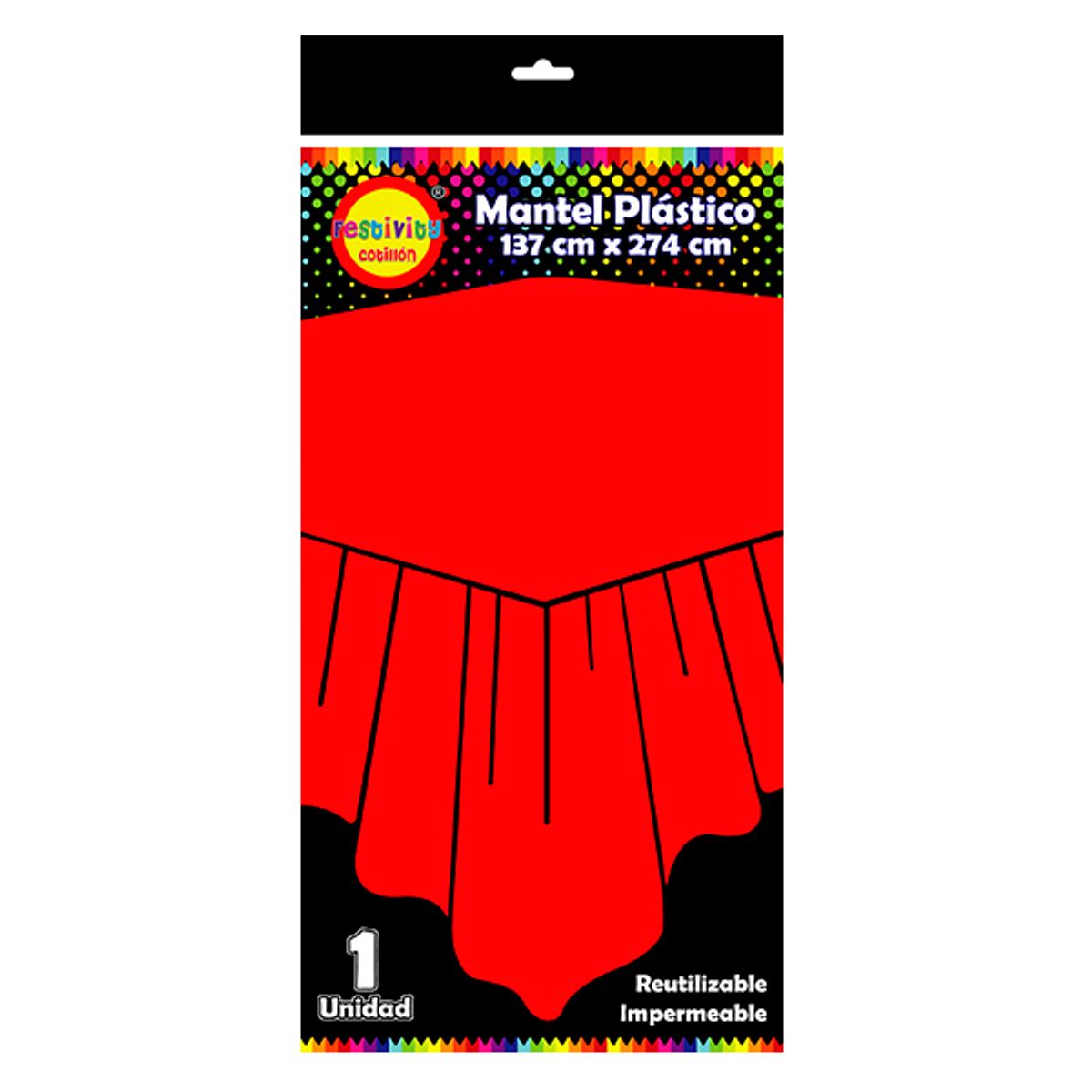 GENERICO - MANTEL REUTILIZABLE 137X274 CM ROJO X1 UNI