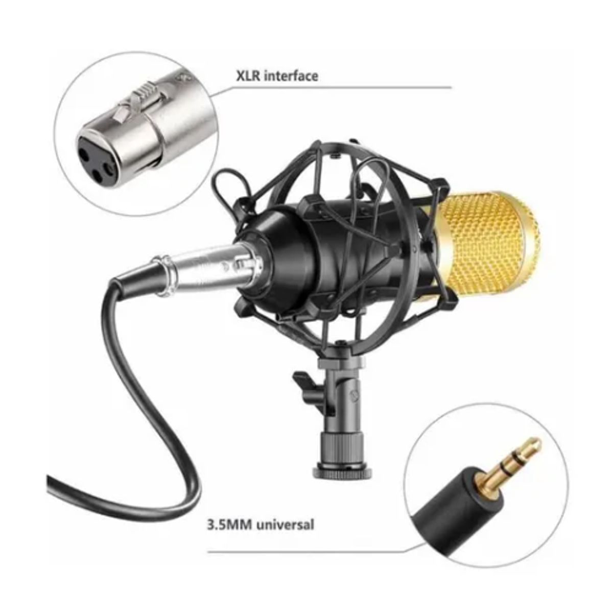 GENERICO - Set Micrófono Condensador Con Espuma Antiviento Soporte Antipop