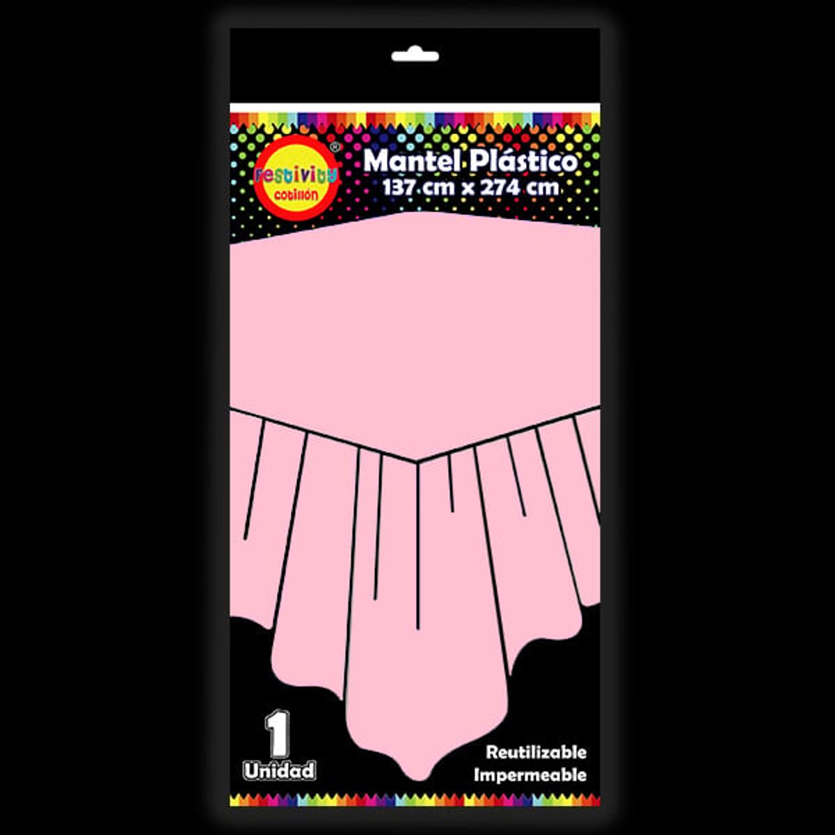 GENERICO - MANTEL REUTILIZABLE 137X274 CM ROSADO X1 UNI