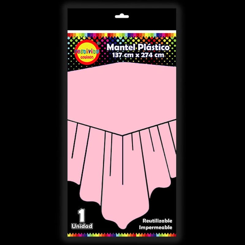GENERICO - MANTEL REUTILIZABLE 137X274 CM ROSADO X1 UNI