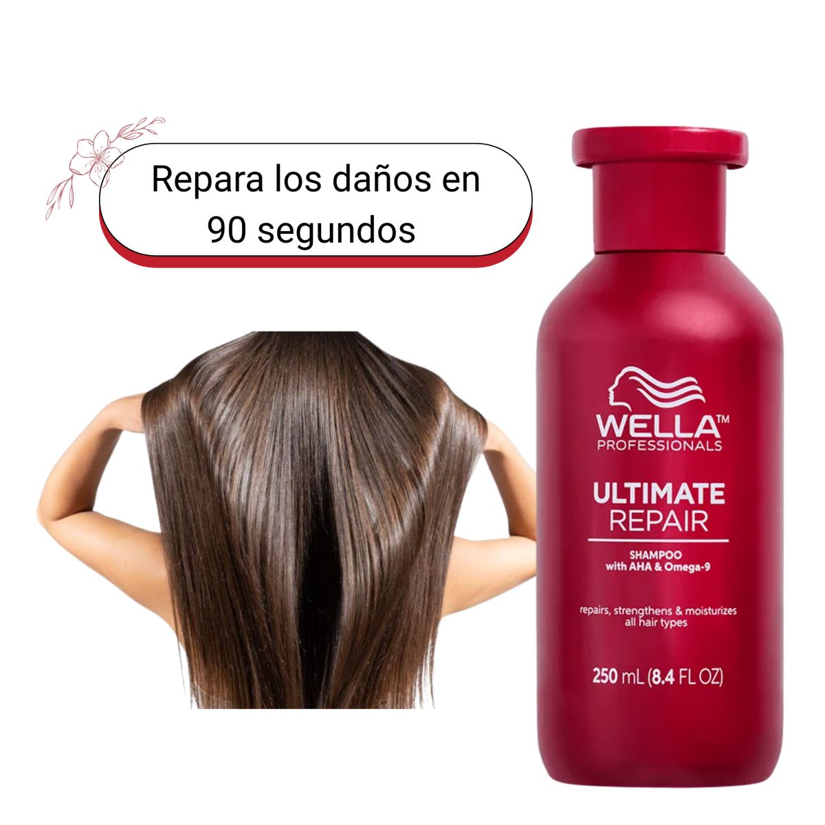 WELLA - Shampoo Ultimate Repair 250ml Paso 1 Fortalece Repara Hidrata Suaviza