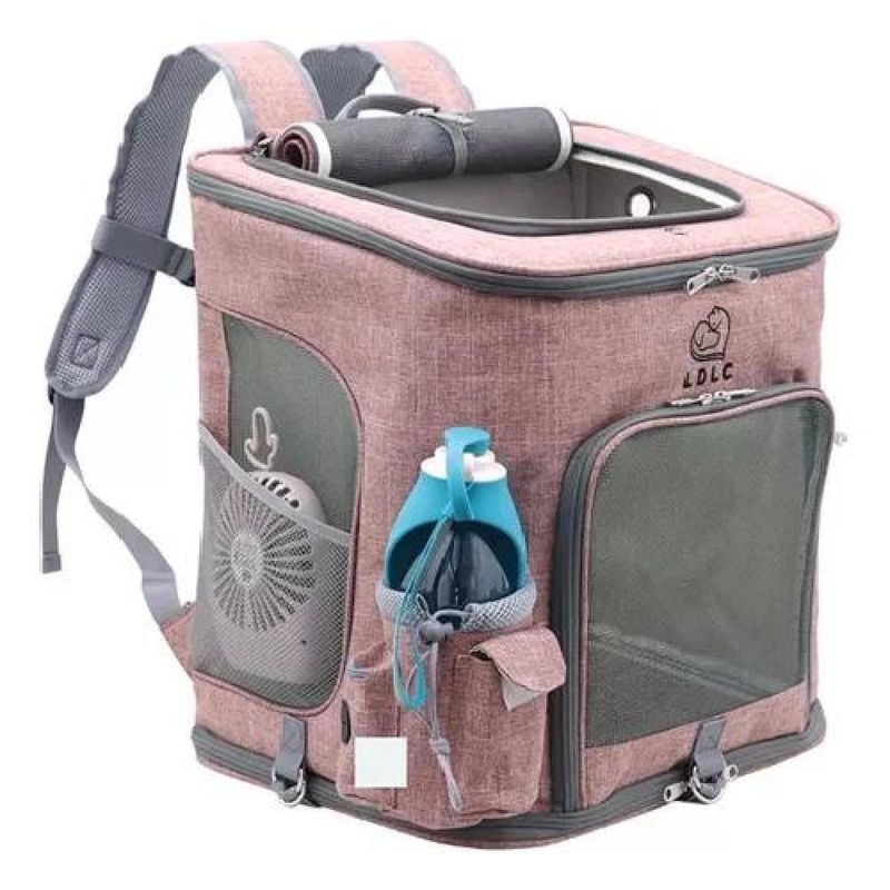 GENERICO - Mochila de viaje cómoda y segura para perros y gatos rosado
