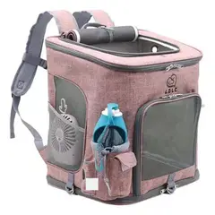 GENERICO - Mochila de viaje cómoda y segura para perros y gatos rosado