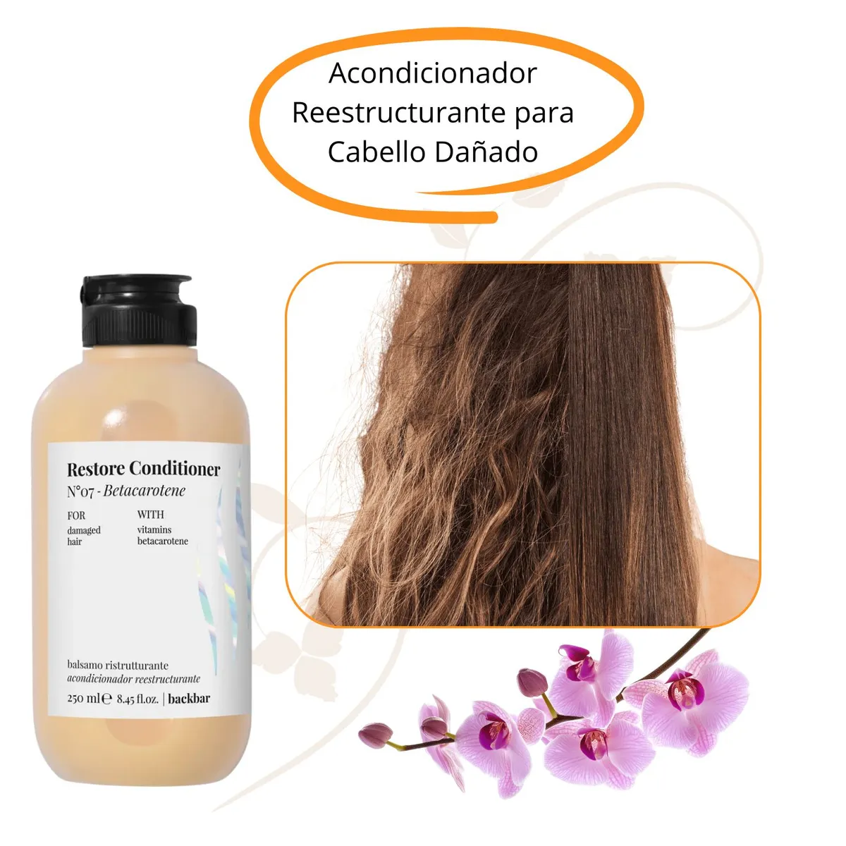 FARMAVITA - Acondicionador BackBar Restore N°7 Betacarotene 250ml Reestructurante