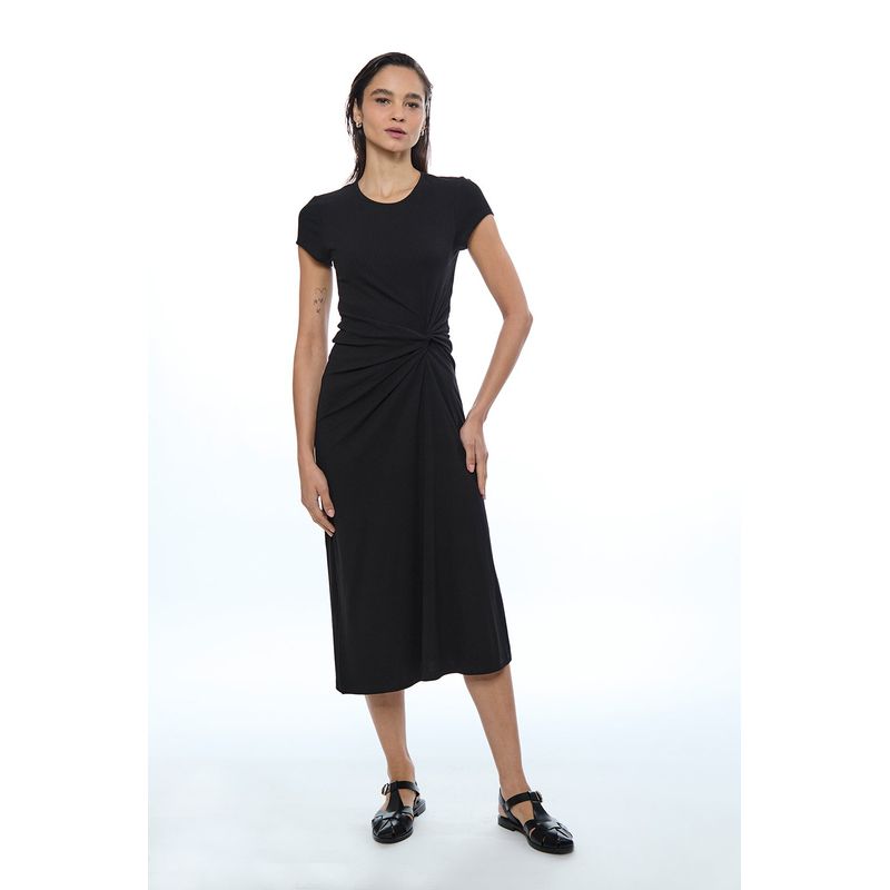 IO - Vestido Liso Largo Negro iO