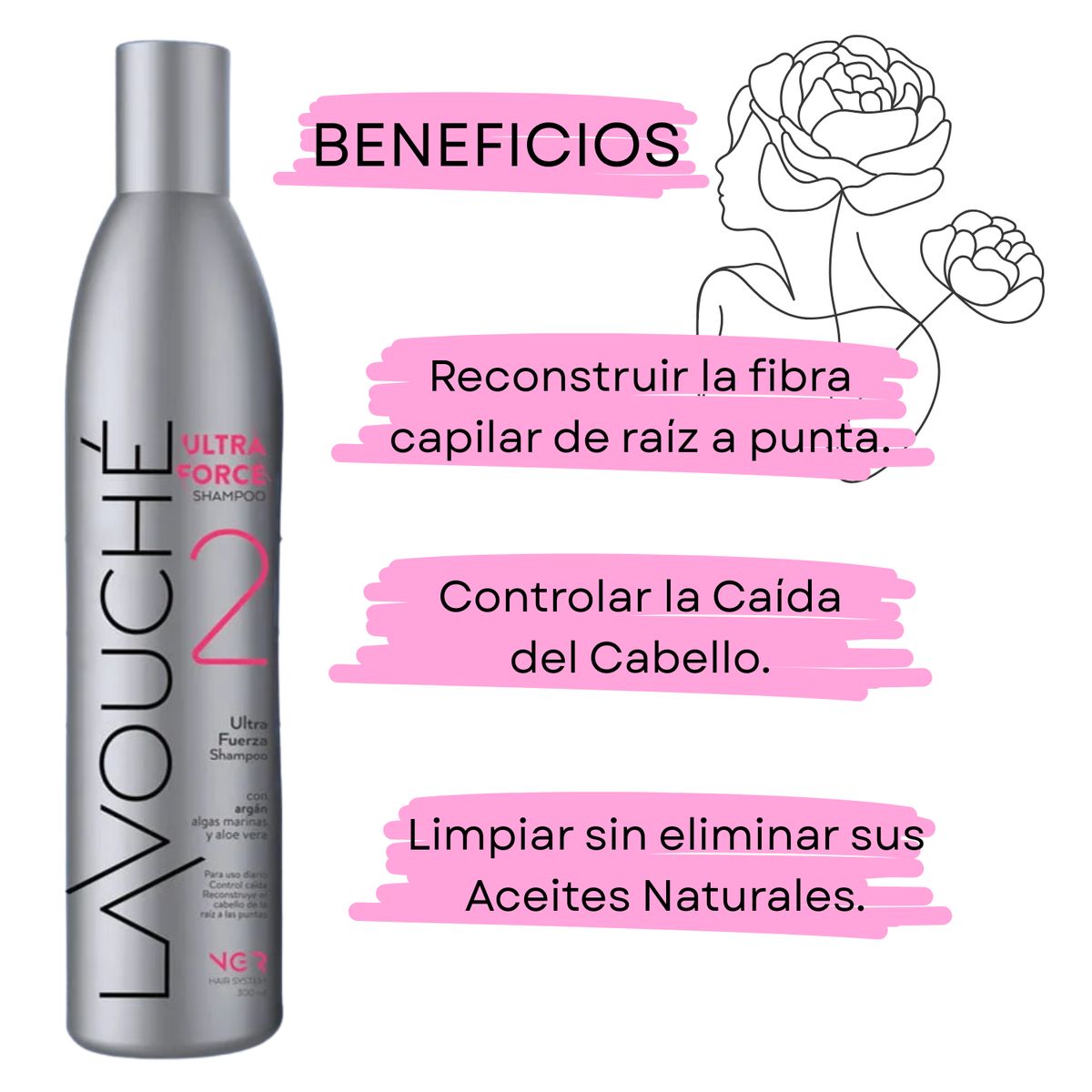 GENERICO - Shampoo Ultra Fuerza 300ml Lavouche Control Caida Reconstruye