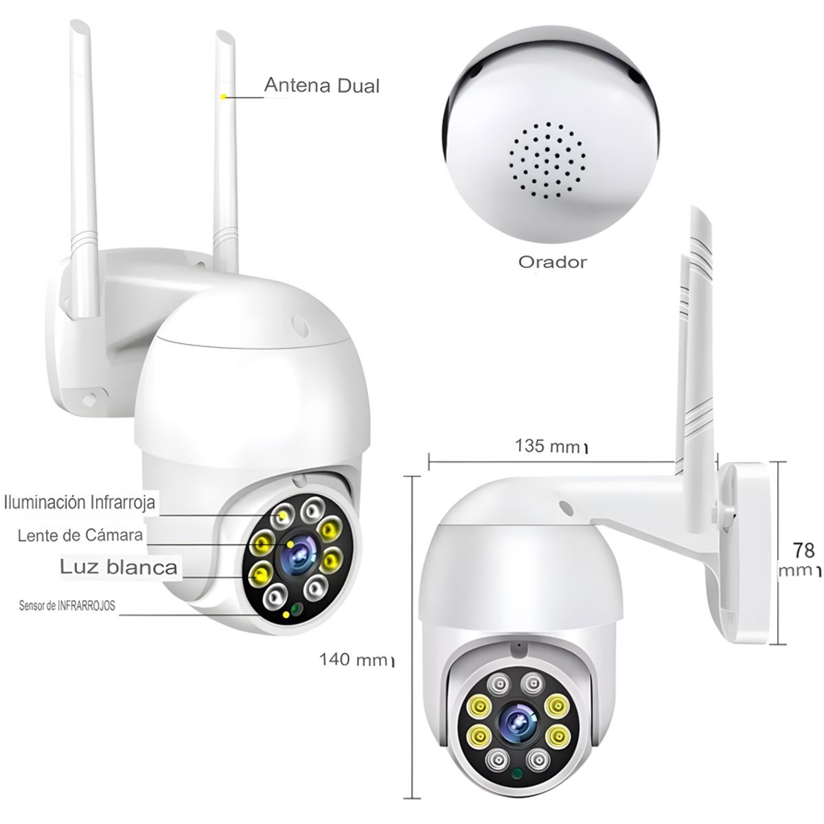 GENERICO - Cámara Vigilancia Seguridad Detector De Movimiento / 8 Led