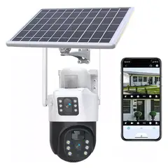 GENERICO - Cámara Solar 360° Exterior Wifi Inalámbrica Doble Lente 4mp