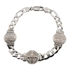 GENERICO - Pulsera san benito plata gruesa hombre exclusivo regalo