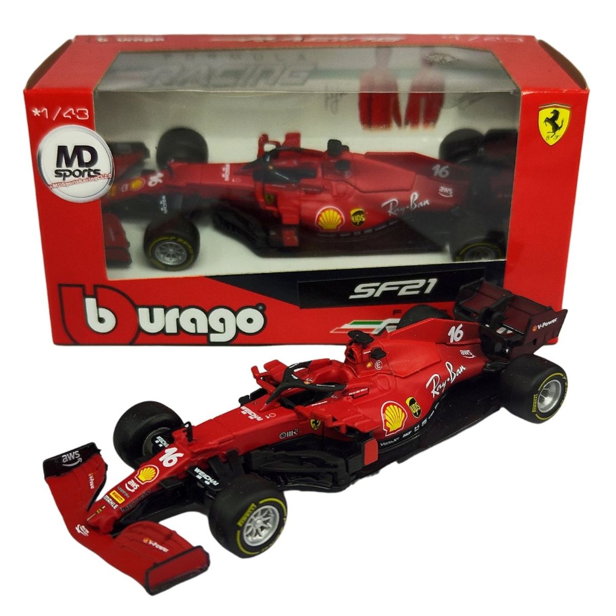 BBURAGO - Auto F1 Ferrari Sf-21 2021 #16 Charles Leclerc Caja Normal 1:43