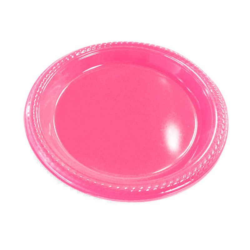GENERICO - PLATO 7 PLASTICO ROSADO FUERTE X10 UNI
