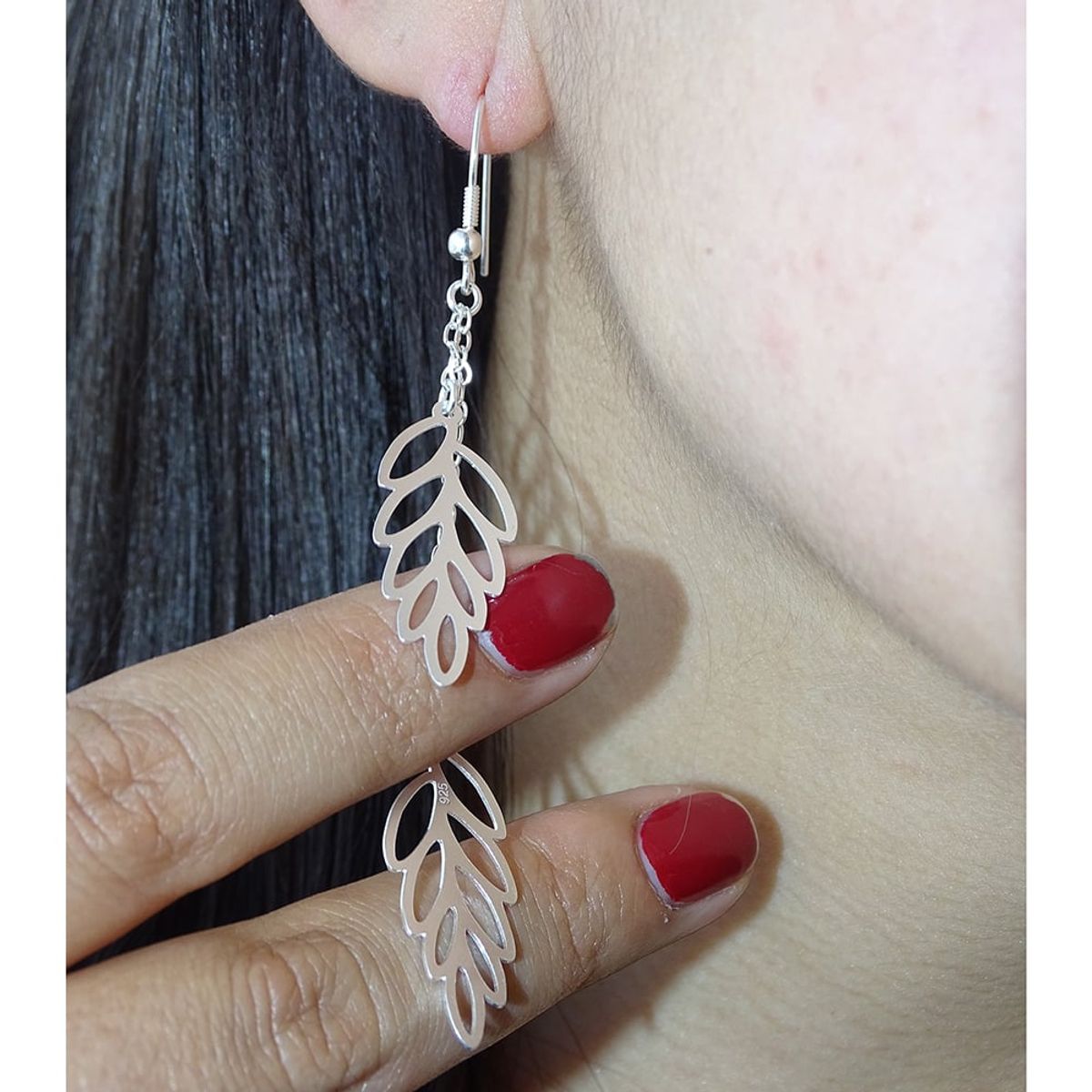 MABELITA - Aros de Plata Hojas Tropicales