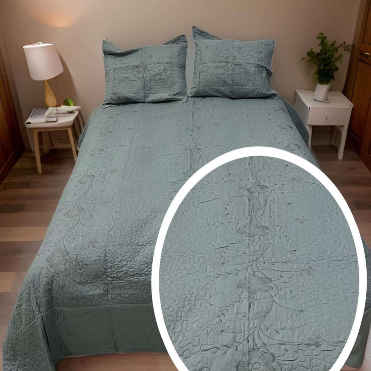 GENERICO - CUBRECAMA BORDADO 2 PLAZAS.