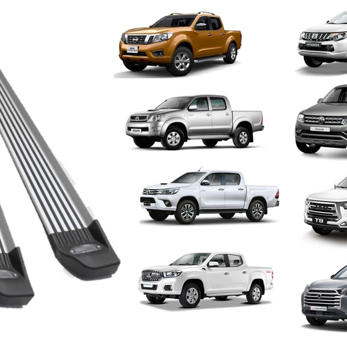 GENERICO - Pisaderas Aluminio Con Luz Hilux L200 Jac T8 Maxus T60 y mas