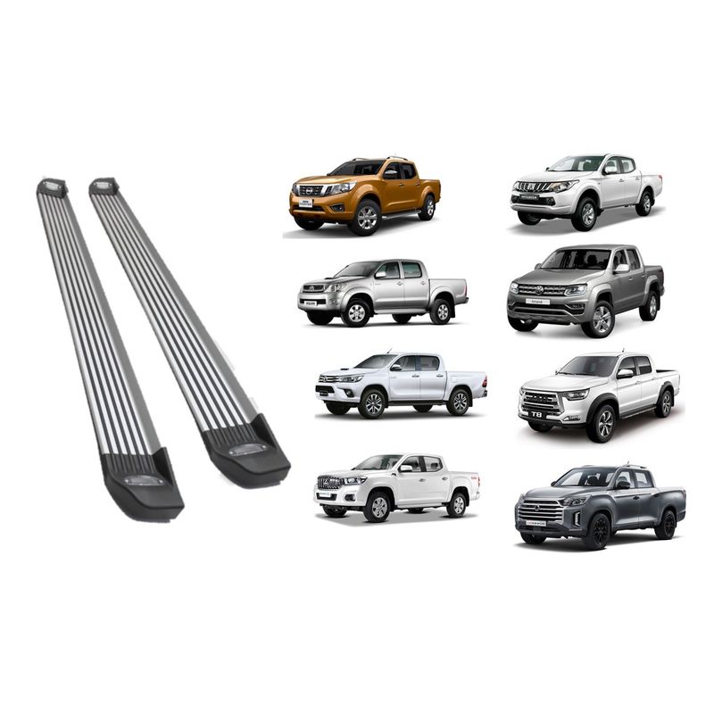 GENERICO - Pisaderas Aluminio Con Luz Hilux L200 Jac T8 Maxus T60 y mas