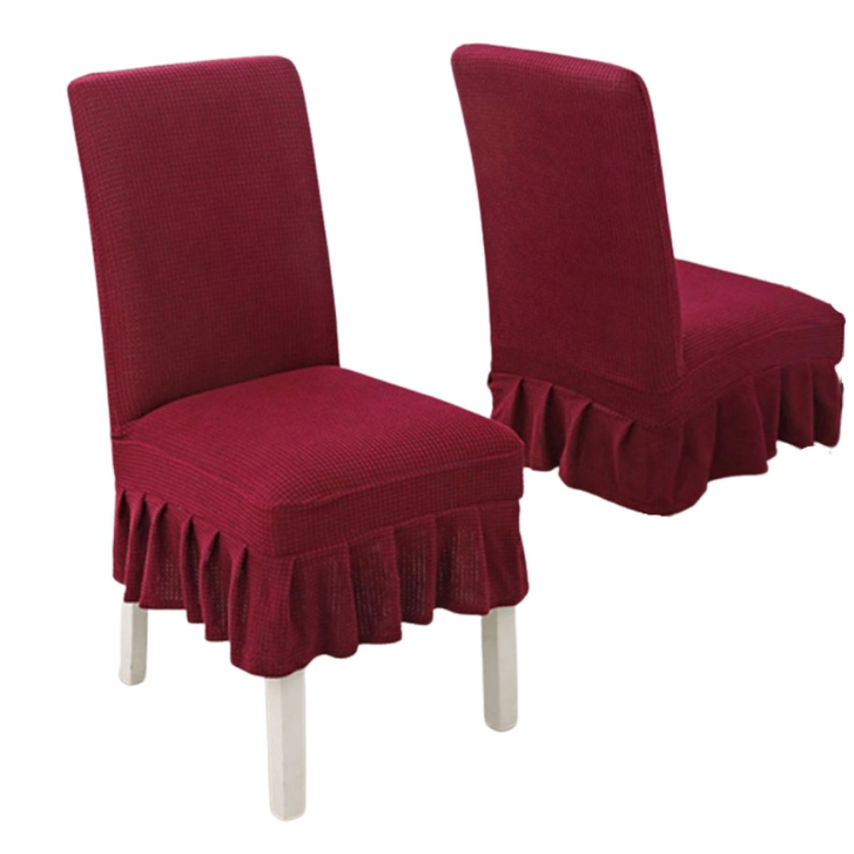 GENERICO - Pack de 6 fundas para Sillas de comedor, elasticada con VUELOS
