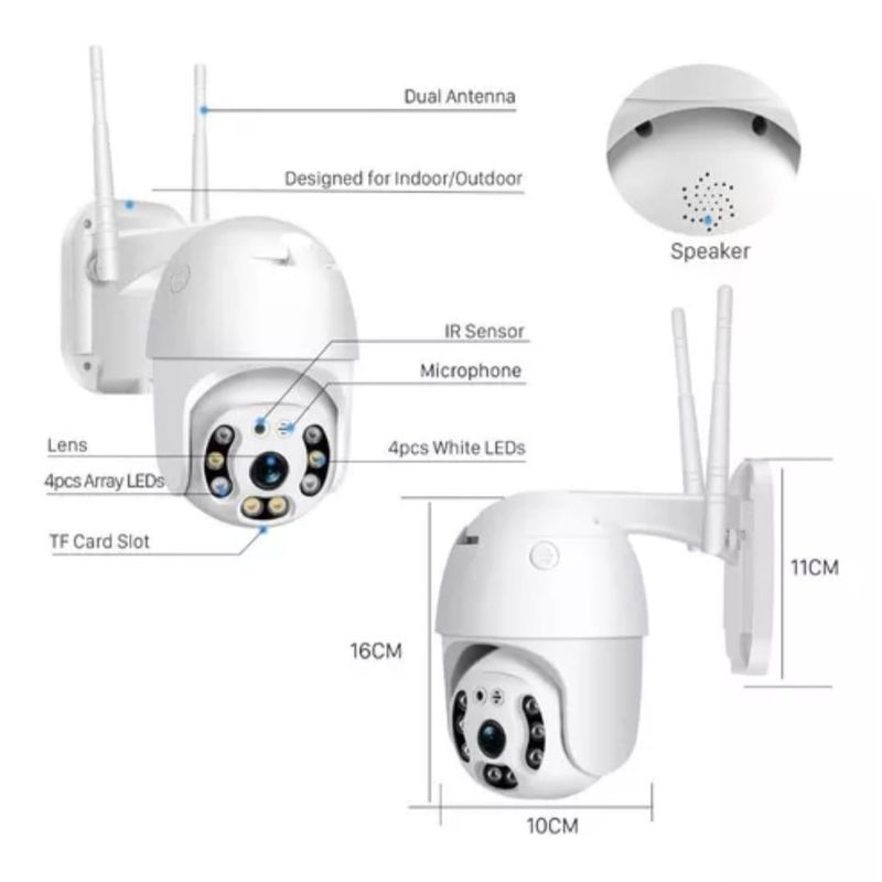 GENERICO - Cámara de seguridad y vigilancia con red WI FI para exteriores v380 pro