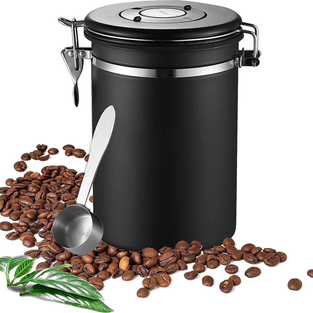 KUANGYE - Contenedor De Café Hermético Con Rastreador Fecha Y Cuchara