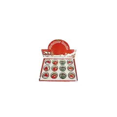 GENERICO - Caja 12 Velas Navideñas Con Base De Vidrio 3x5cm