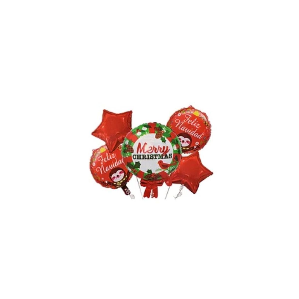 GENERICO - Set De Globos Metálicos Merry Christmas 5pcs