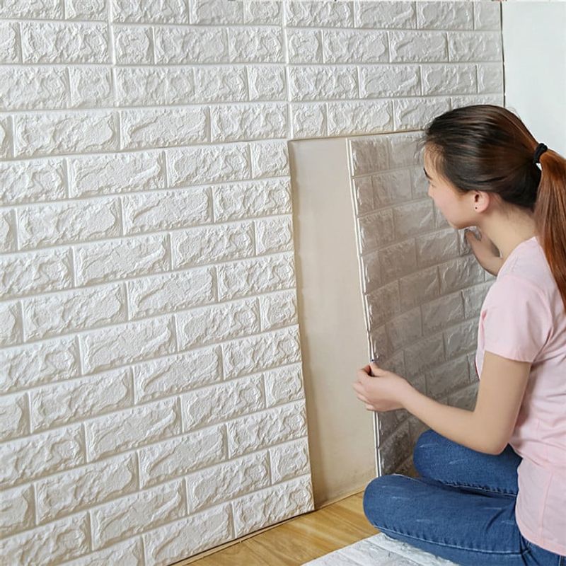 EVERSO - Pack 10 Lamina Papel Mural Autoadhesivo 3d Ladrillo 70x77cm