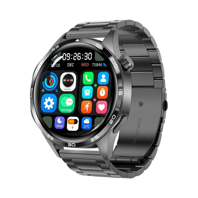 Smartwatch GT5 PRO Correa Metálica y Silicona Monitor Salud 247 Bluetooth Notificaciones Compatible