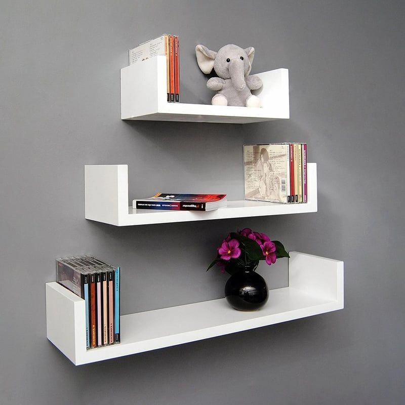 GENERICO - Set 3 Repisas Flotantes Blanco Madrid 50x30x20x12