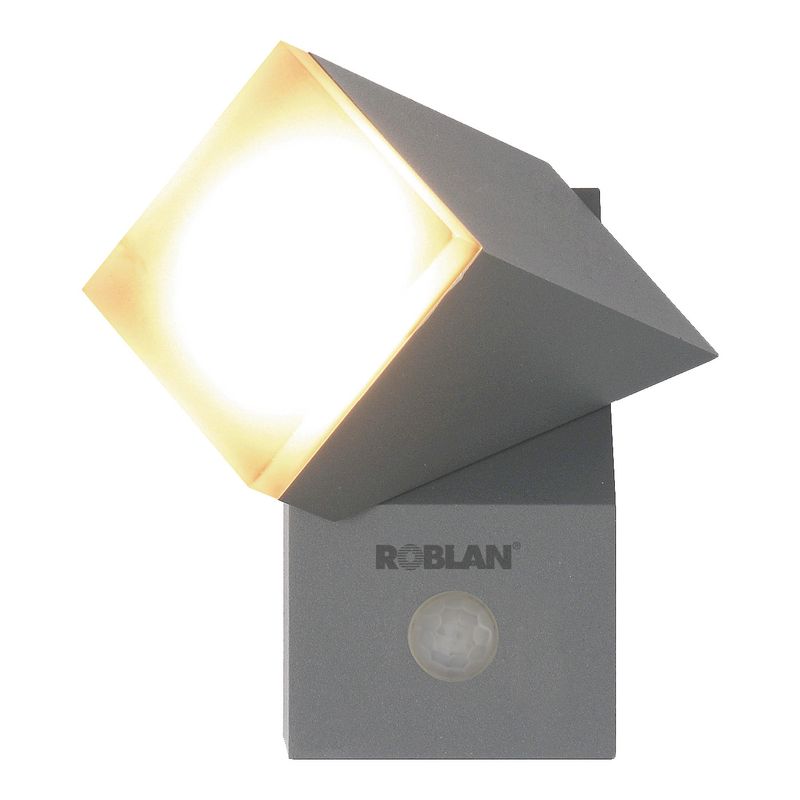 LUMENLUX - Aplique LED ZOA 8W con Sensor PIR IP54 Gris Claro 3000K